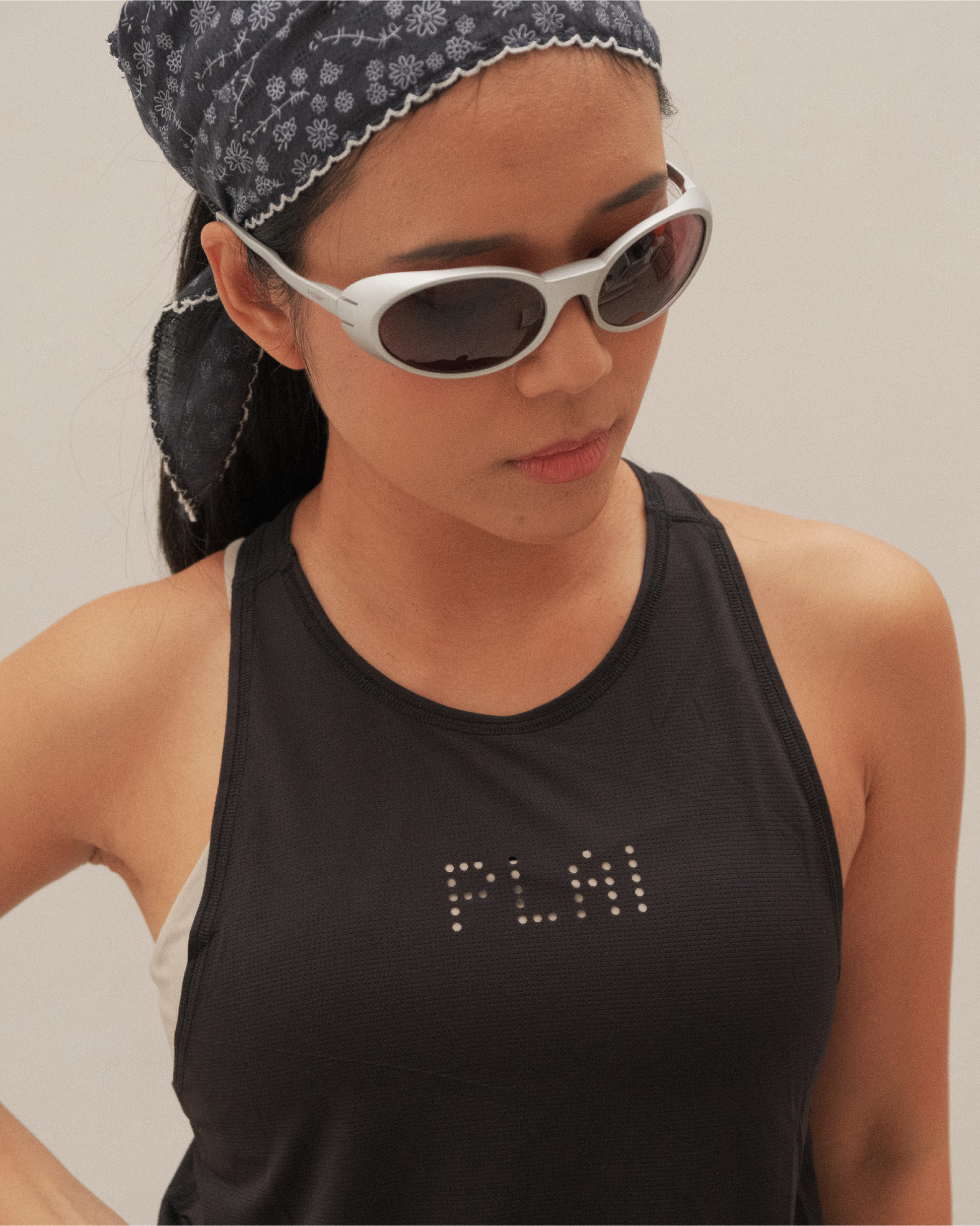 Cropped Lasered Tank in Black