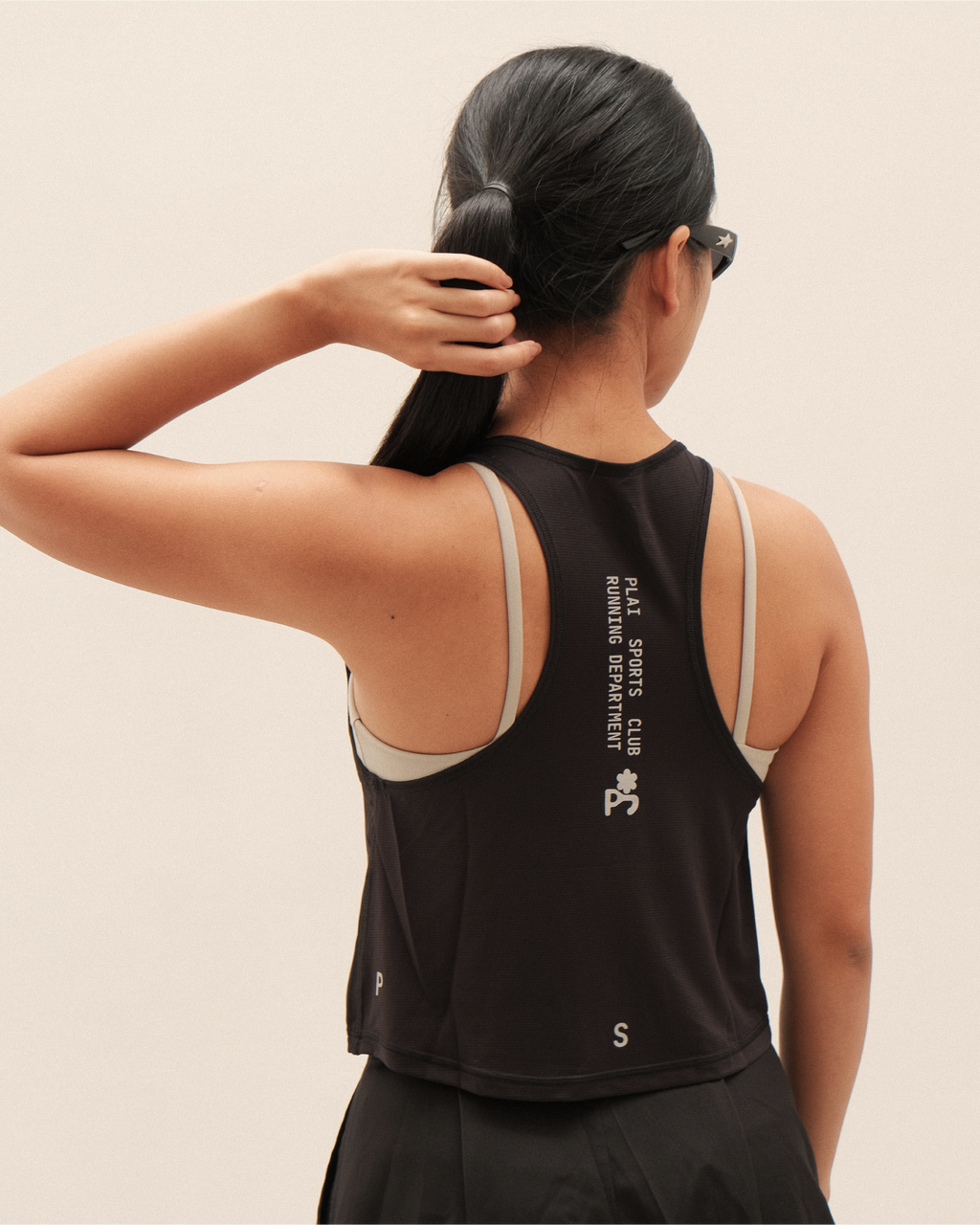 Cropped Lasered Tank in Black