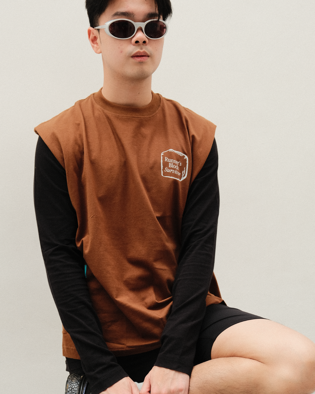 Unisex "Runner's Block" Tank in Toffee