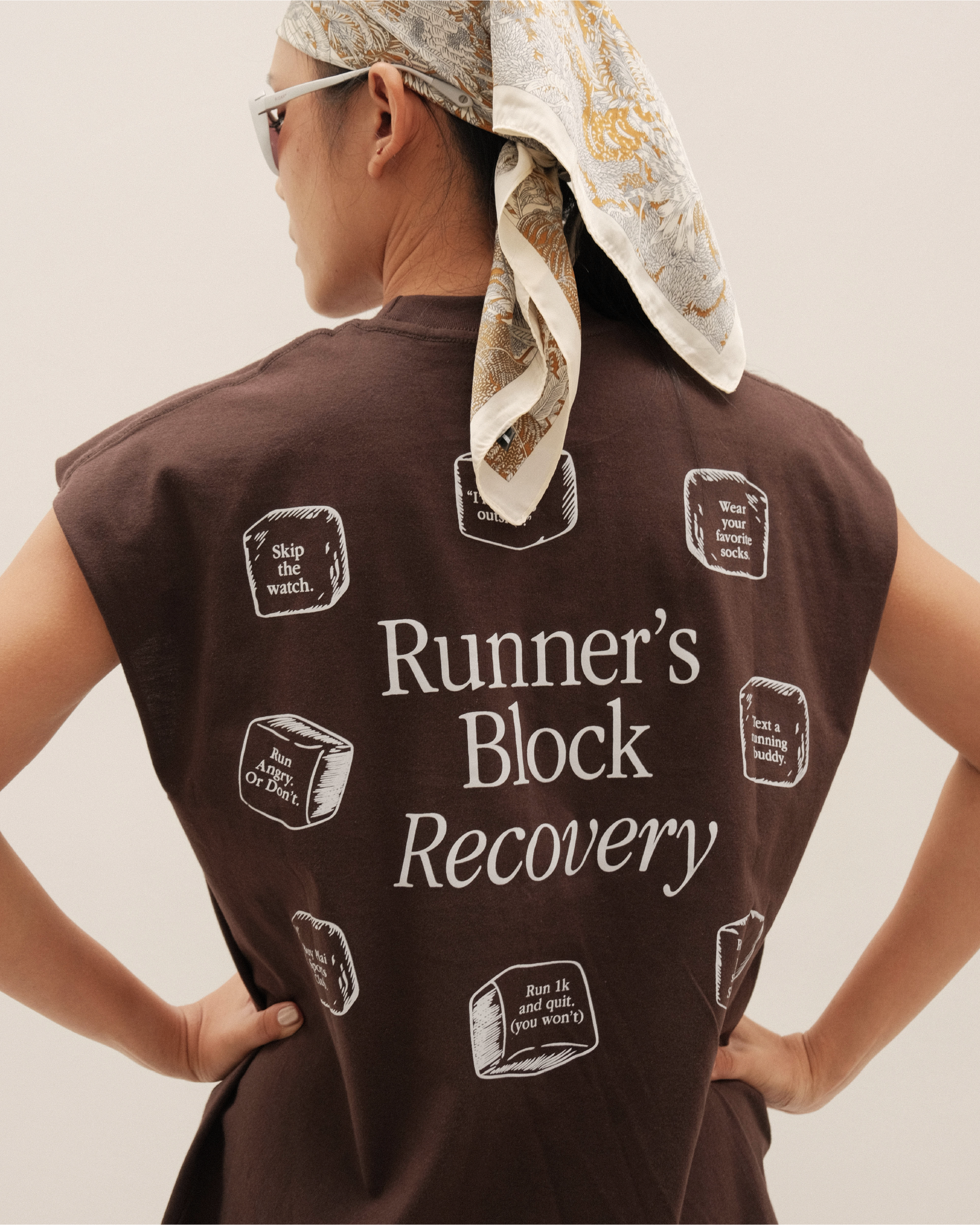 Unisex "Runner's Block" Tank in Chocolate