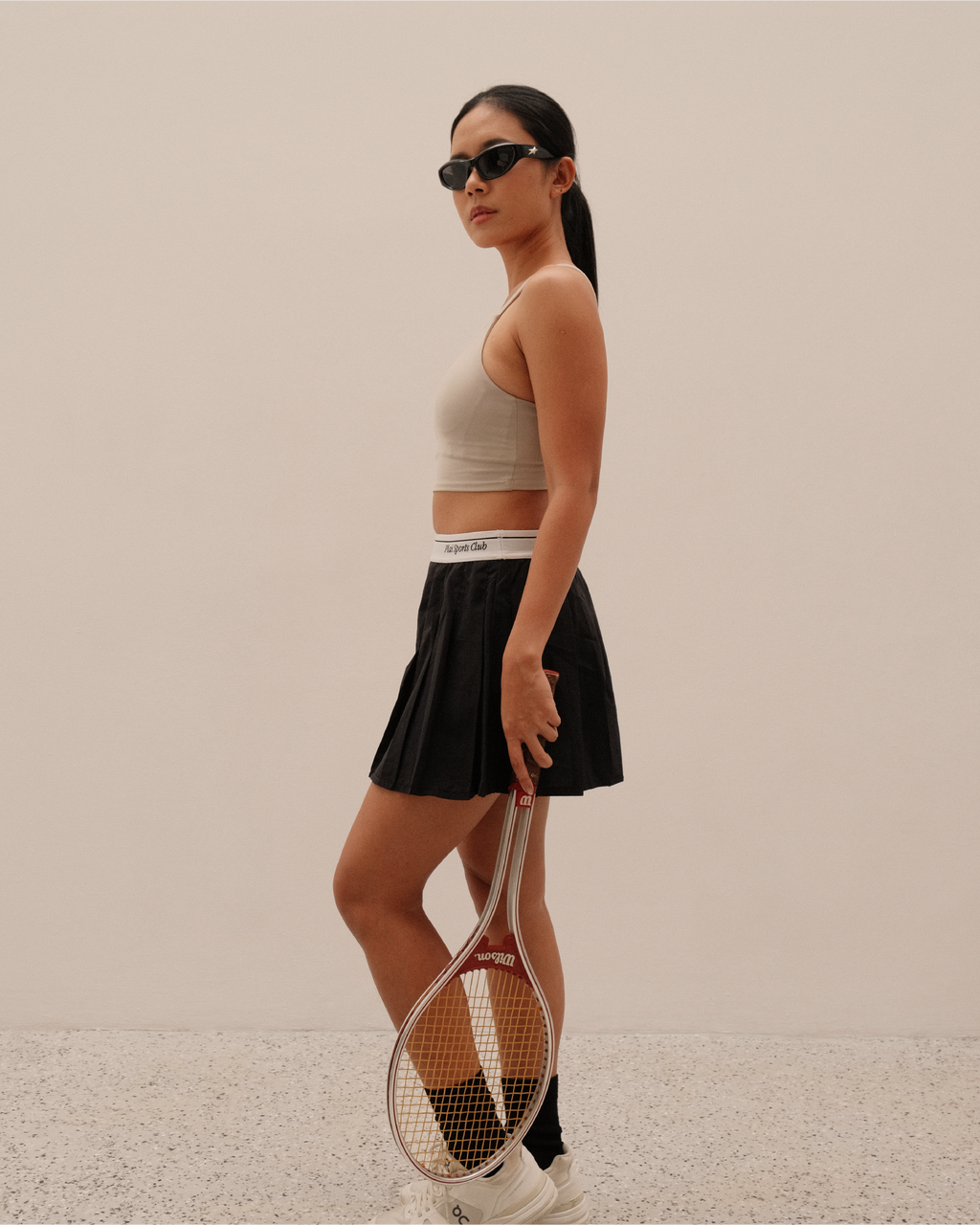 Tennis Skirt with Inner Pockets in Black