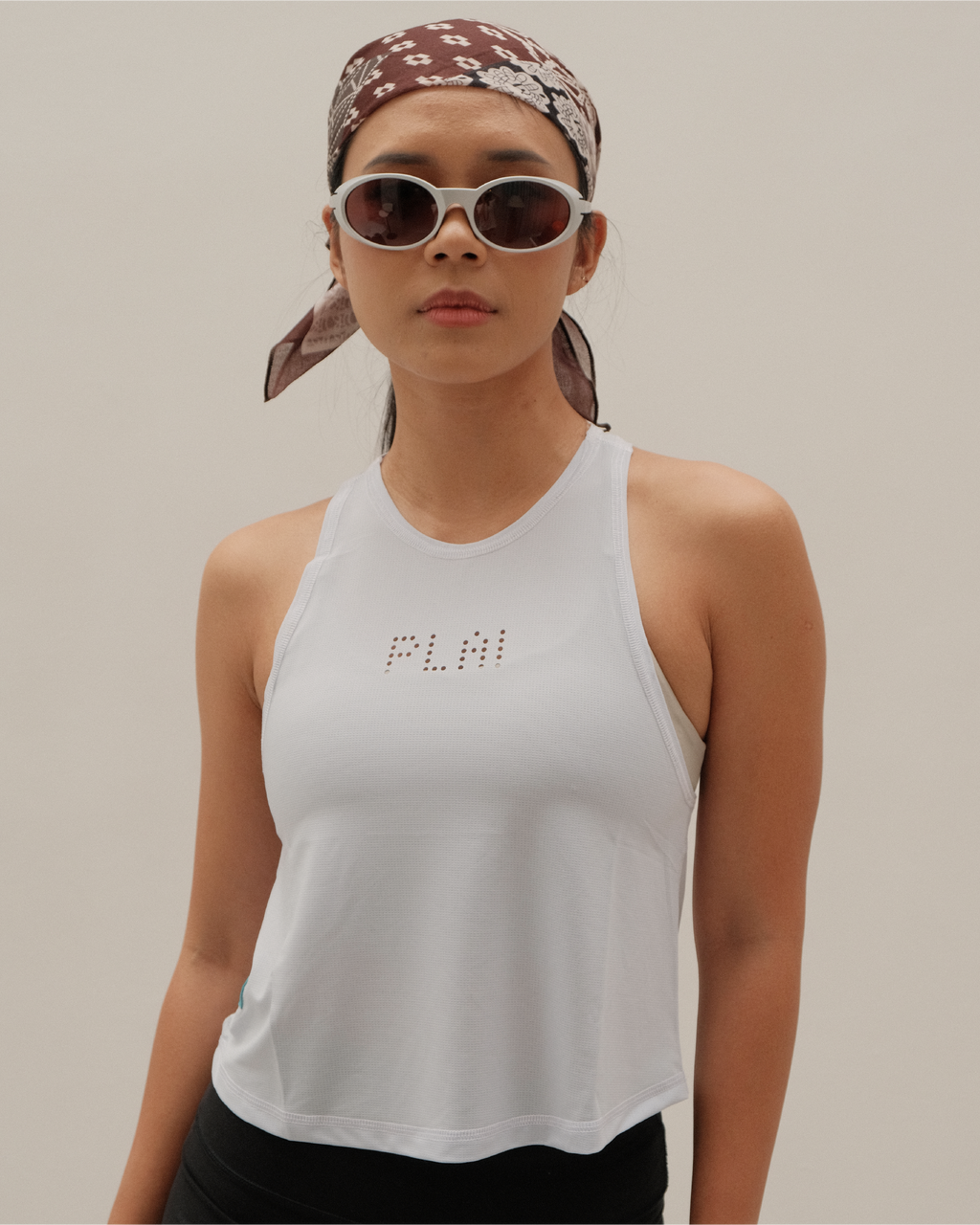 Cropped Lasered Tank in Light Blue
