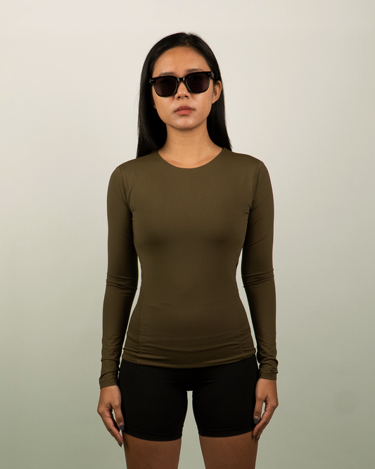 Boat Neck Ultrasoft Longsleeve in Army Green