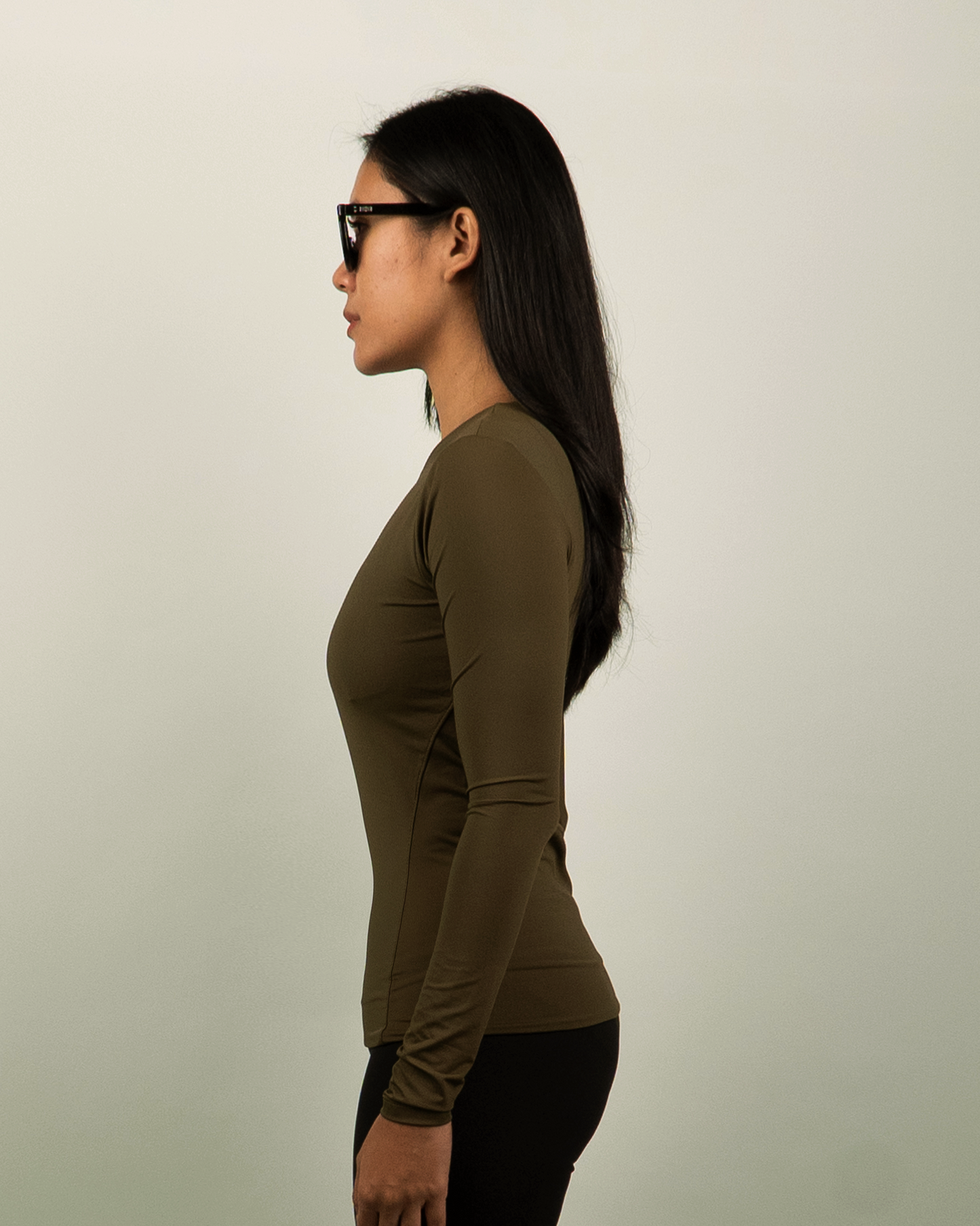 Boat Neck Ultrasoft Longsleeve in Army Green