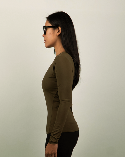 Boat Neck Ultrasoft Longsleeve in Army Green