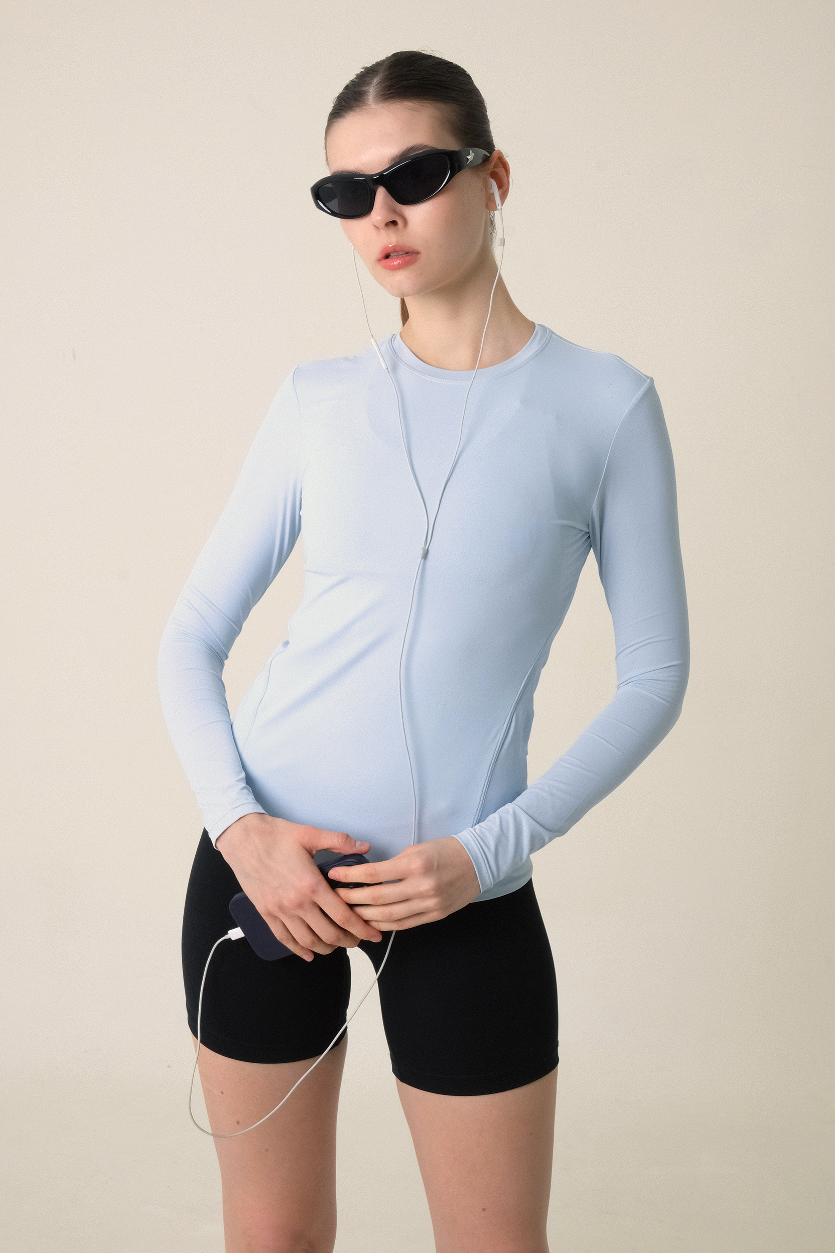 Round Neck Ultrasoft Longsleeve in Light Blue