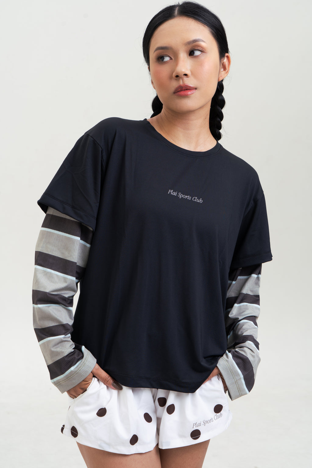Unisex Double Layered Longsleeve in Green Stripes