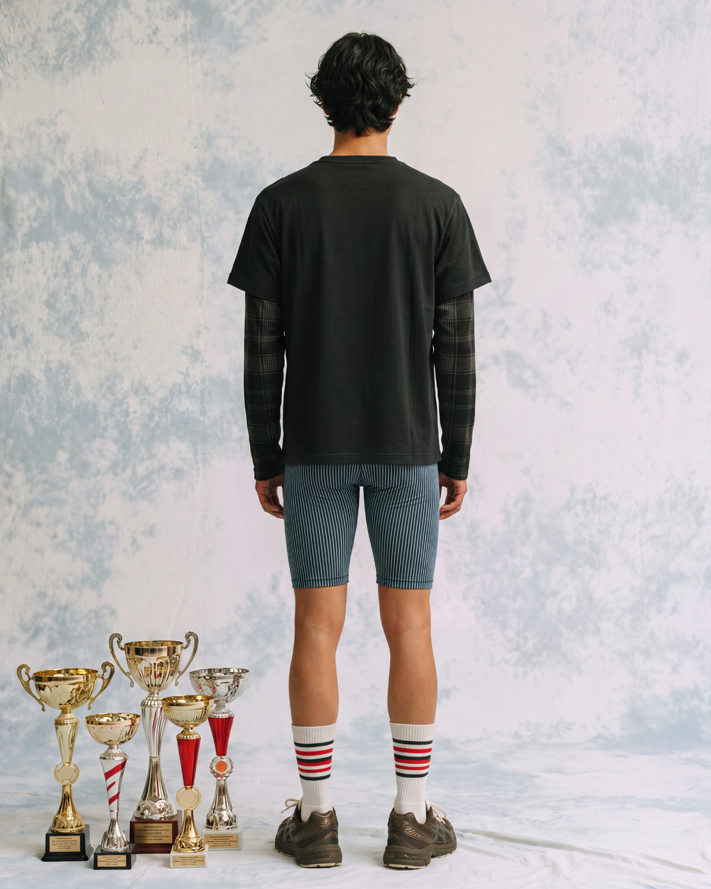 Unisex Double Layered Longsleeve in Black Plaid
