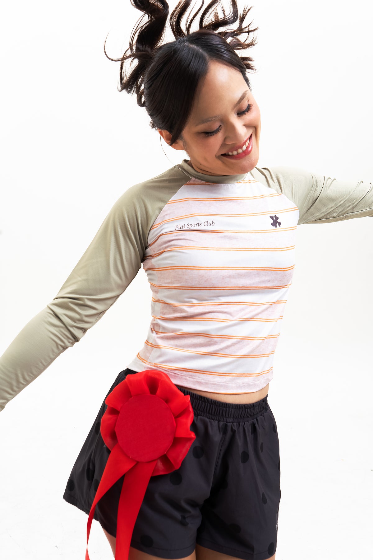 PSC x Sheryl: Raglan Longsleeve in Green Stripes