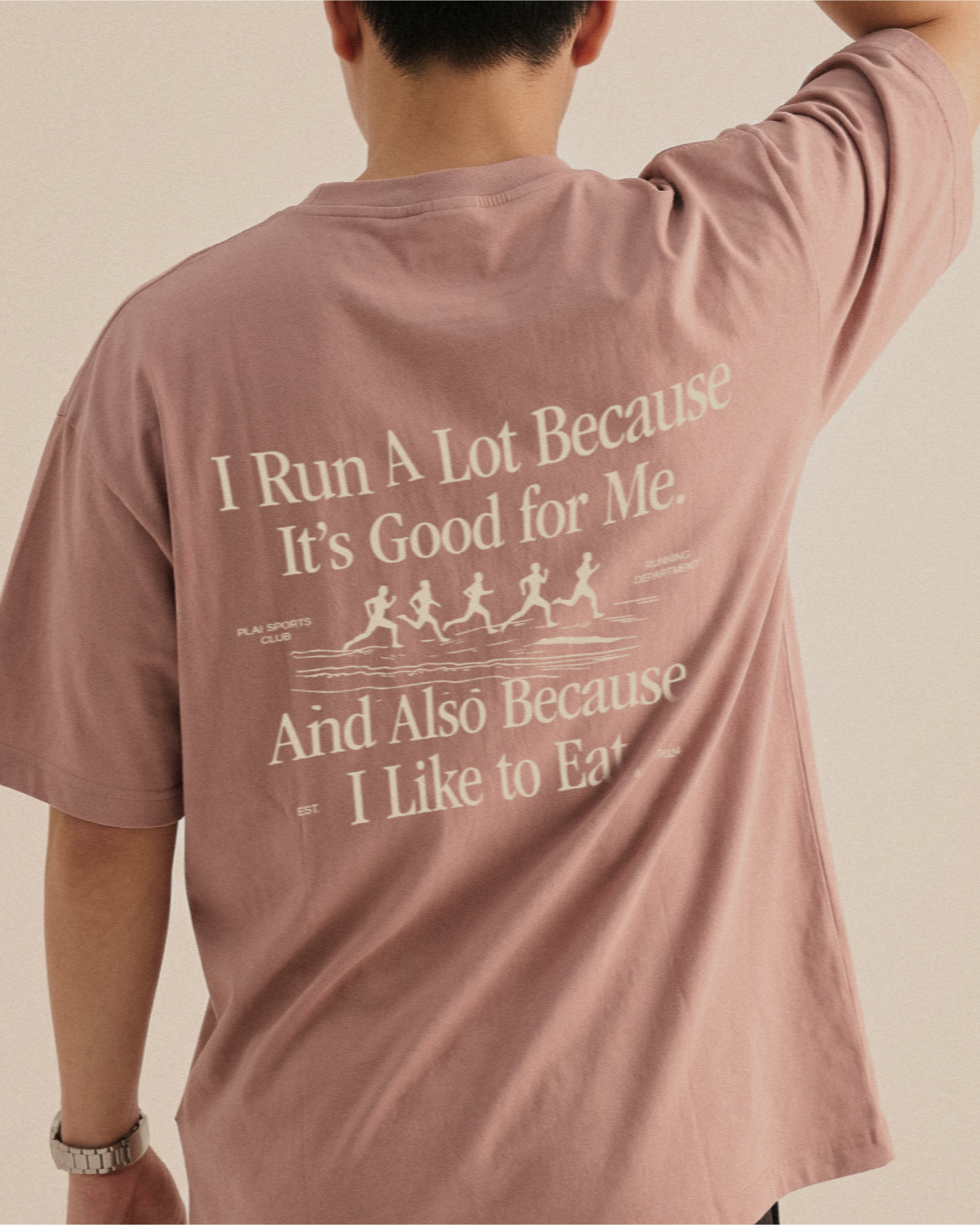 Unisex "Run Club" Boxy T-shirt 2.0 in Dusty Pink
