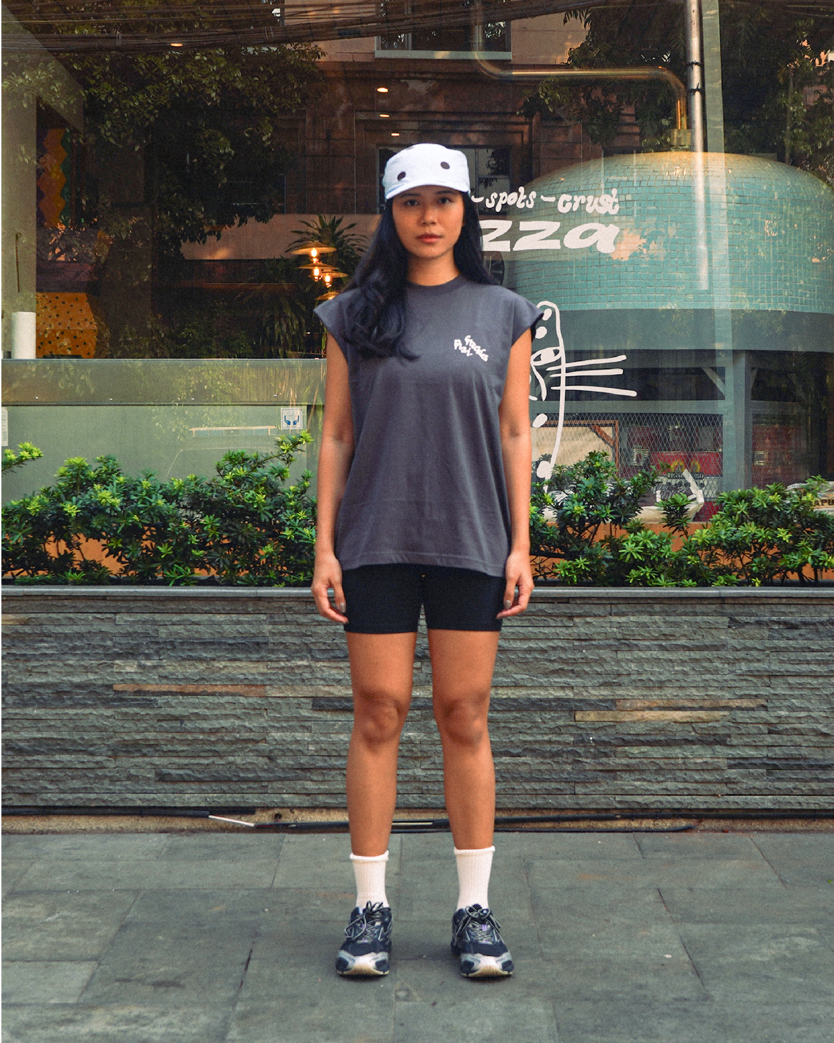 Plai x Freckles: Unisex "PR Chaser" Cotton Tank in Almost Black