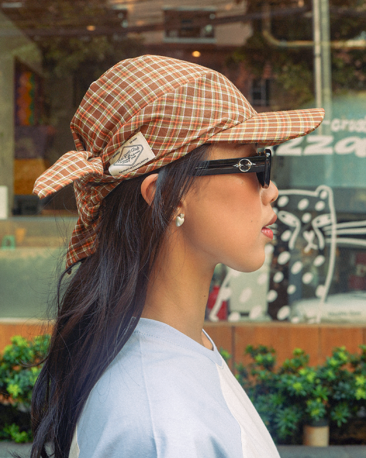 Plai x Freckles: Bandana Cap in Picnic Plaid