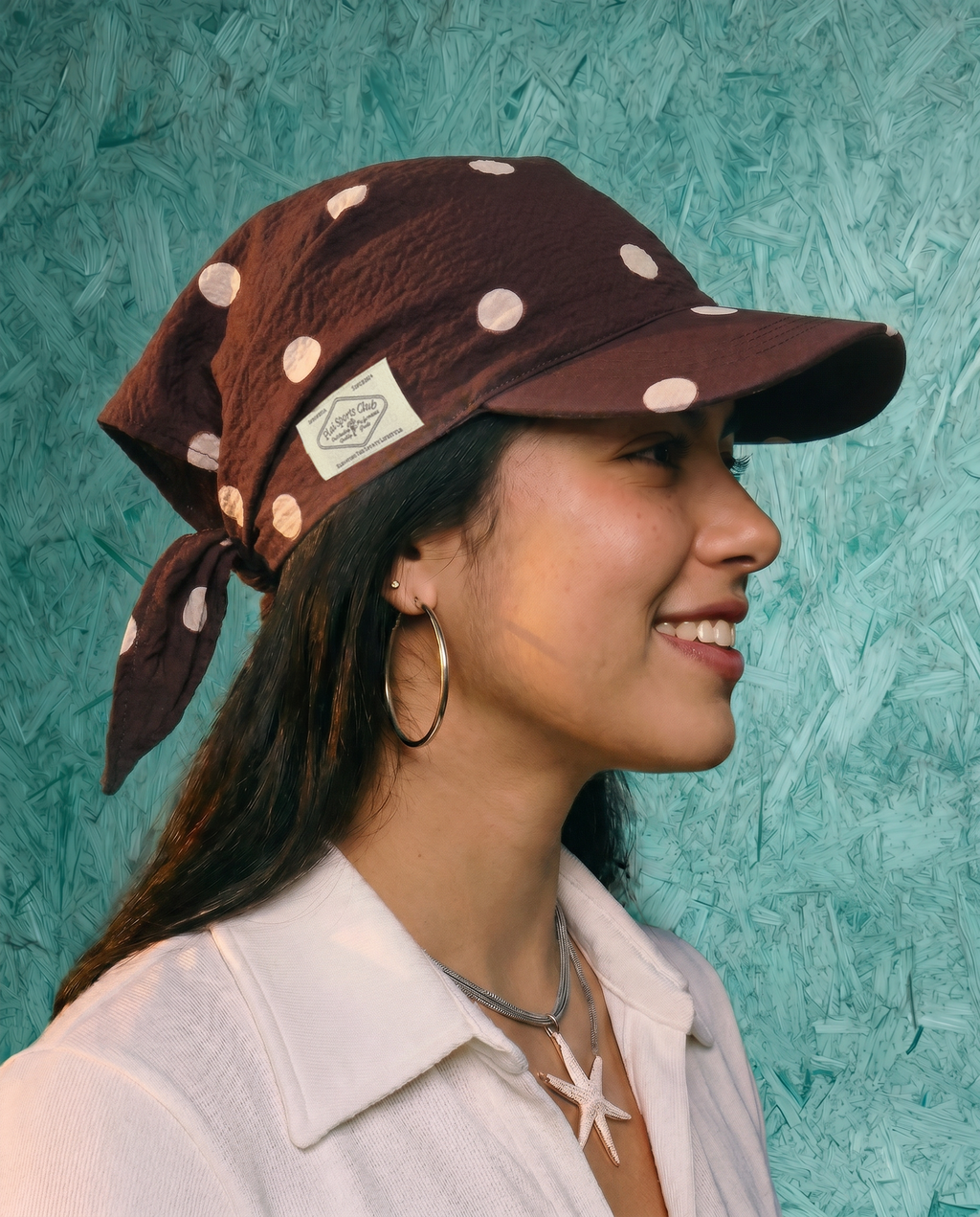Runaway Cap in Maroon Dots